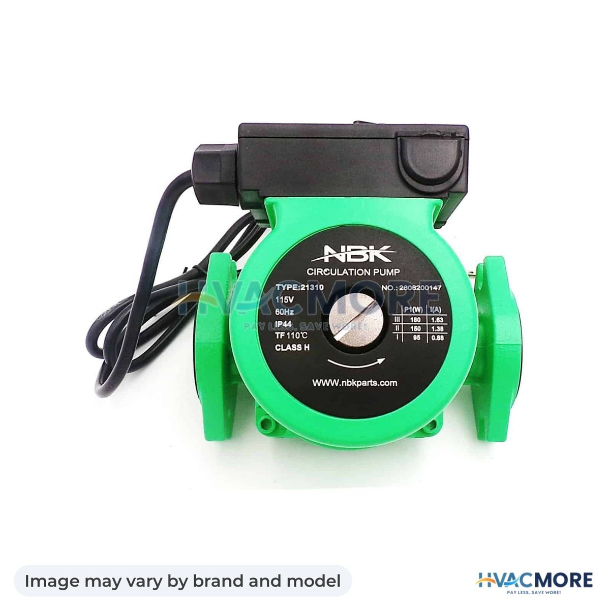 NBK Parts Circulator Pump, 115V, 60Hz, 1/8 HP, 180 Watts HVM-009-F5 - Image may vary by brand and model