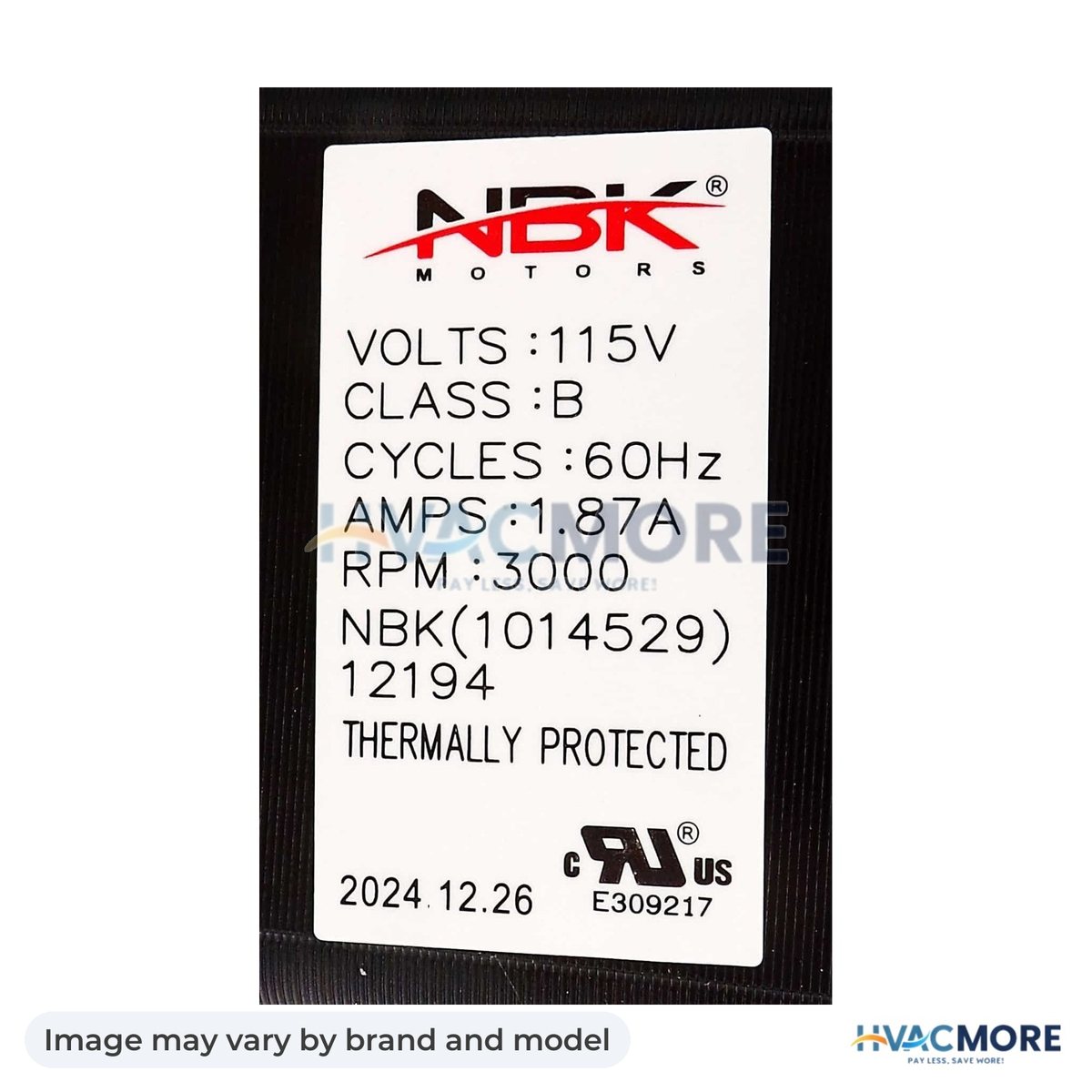 NBK Parts Blower Motor, Draft Inducer 115V 1014529 HVM-1014529 - Image may vary by brand and model