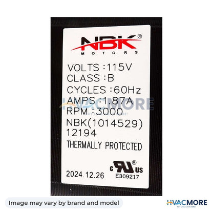 NBK Parts Blower Motor, Draft Inducer 115V 1014529 HVM-1014529 - Image may vary by brand and model