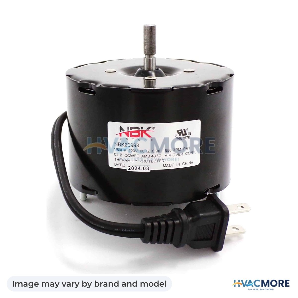 NBK Parts Fan Motor 120V/60Hz HVM-10599 - Image may vary by brand and model