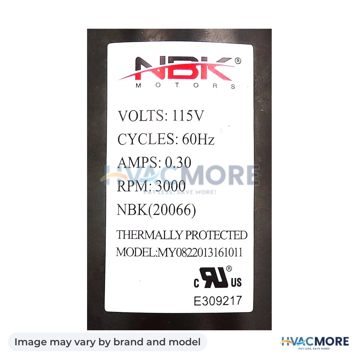NBK Parts Blower Motor 115V/60Hz HVM-12026011 - Image may vary by brand and model