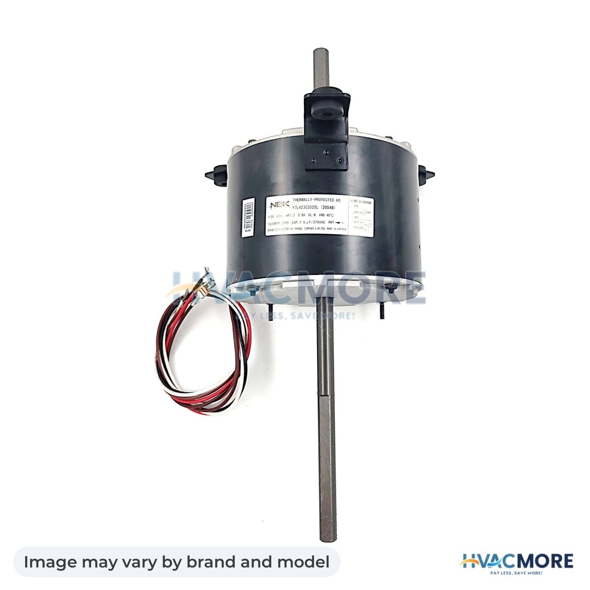 NBK Parts FAN MOTOR 1/3 HP 115 Volt 1675 RPM 2 speed HVM-1468A3049 - Image may vary by brand and model