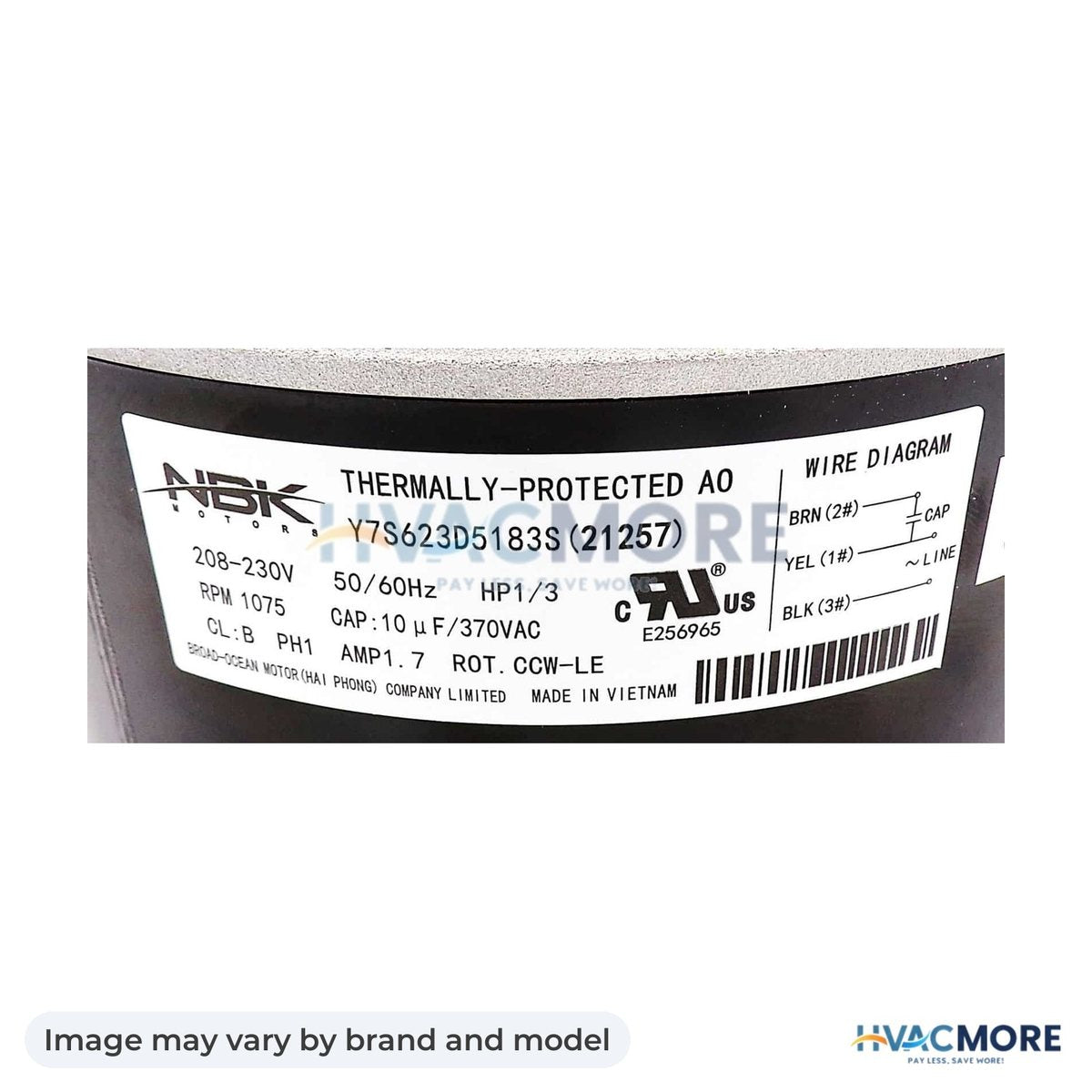 NBK Parts Condenser Motor 1/3 HP 208-230V HVM-14Y65 - Image may vary by brand and model