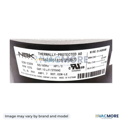NBK Parts Condenser Motor 1/3 HP 208-230V HVM-14Y65 - Image may vary by brand and model