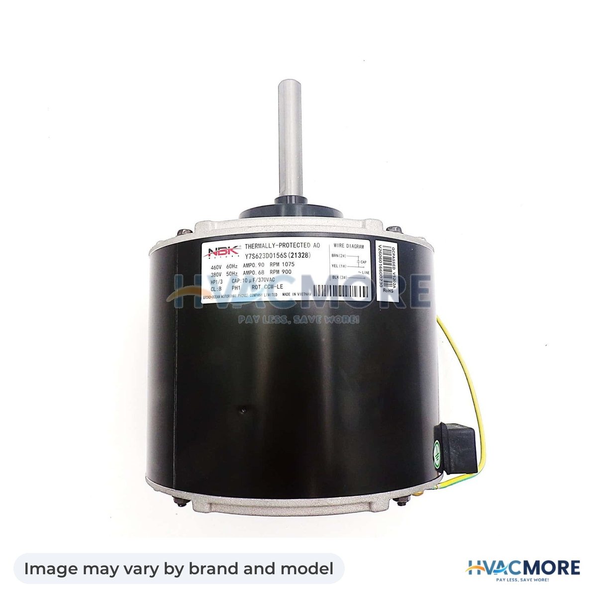 NBK Parts Condensor Motor 380/460V, 1/3 HP 50/60Hz HVM-14Y70 - Image may vary by brand and model
