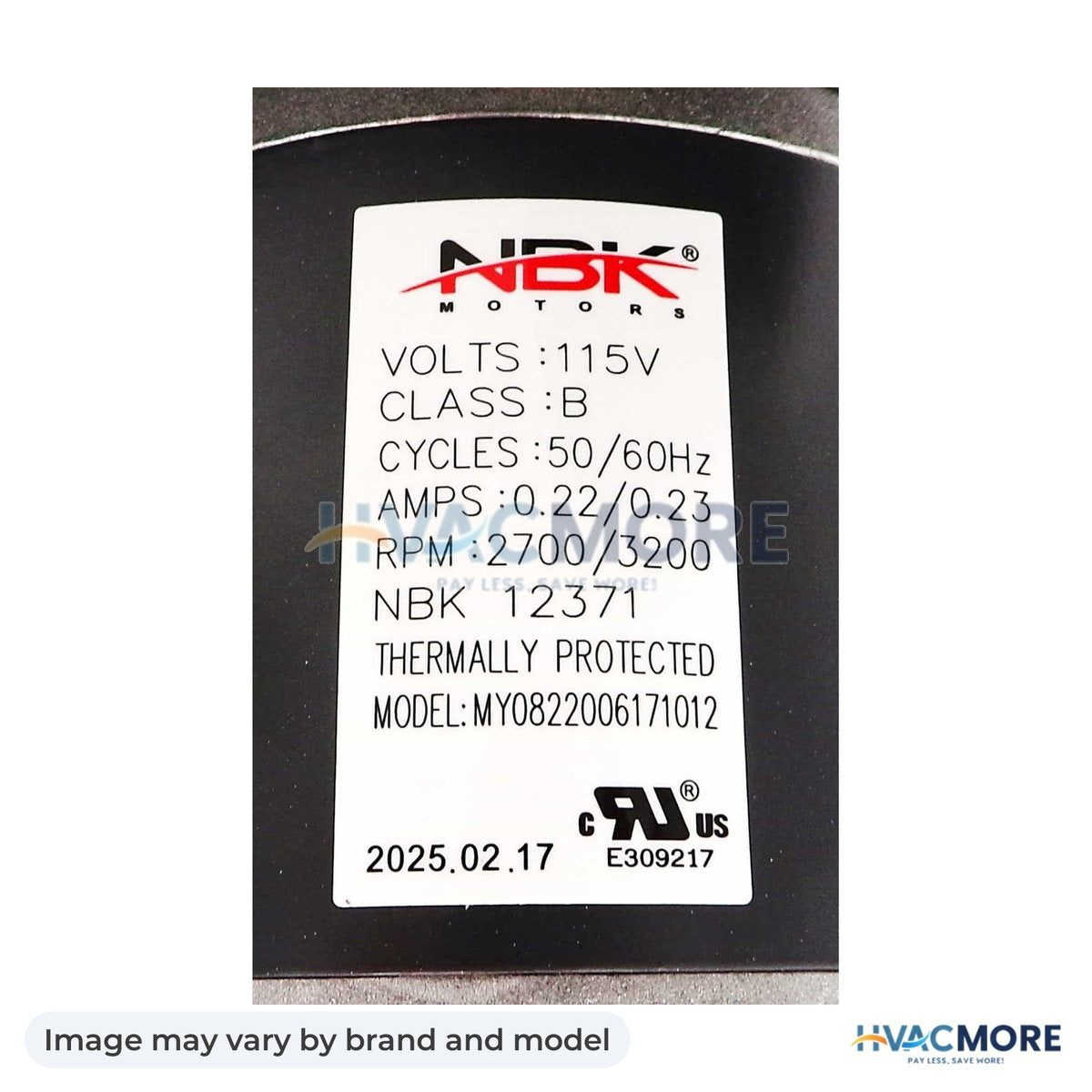NBK Parts Blower Motor PSC 115V, 50/60Hz 1TDN7 HVM-1TDN7 - Image may vary by brand and model