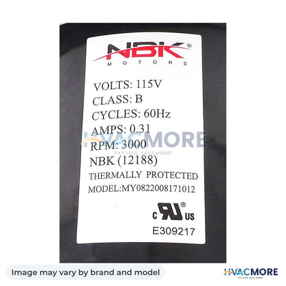 NBK Parts Blower Motor 115V 60 Hz, RPM 3000 HVM-1TDP1 - Image may vary by brand and model