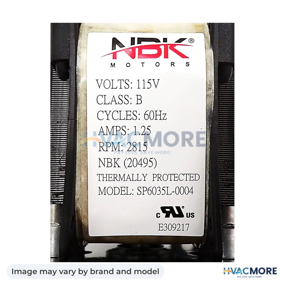 NBK Parts Blower Motor 115V HVM-1TDP2 - Image may vary by brand and model