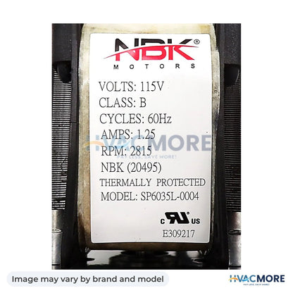 NBK Parts Blower Motor 115V HVM-1TDP2 - Image may vary by brand and model