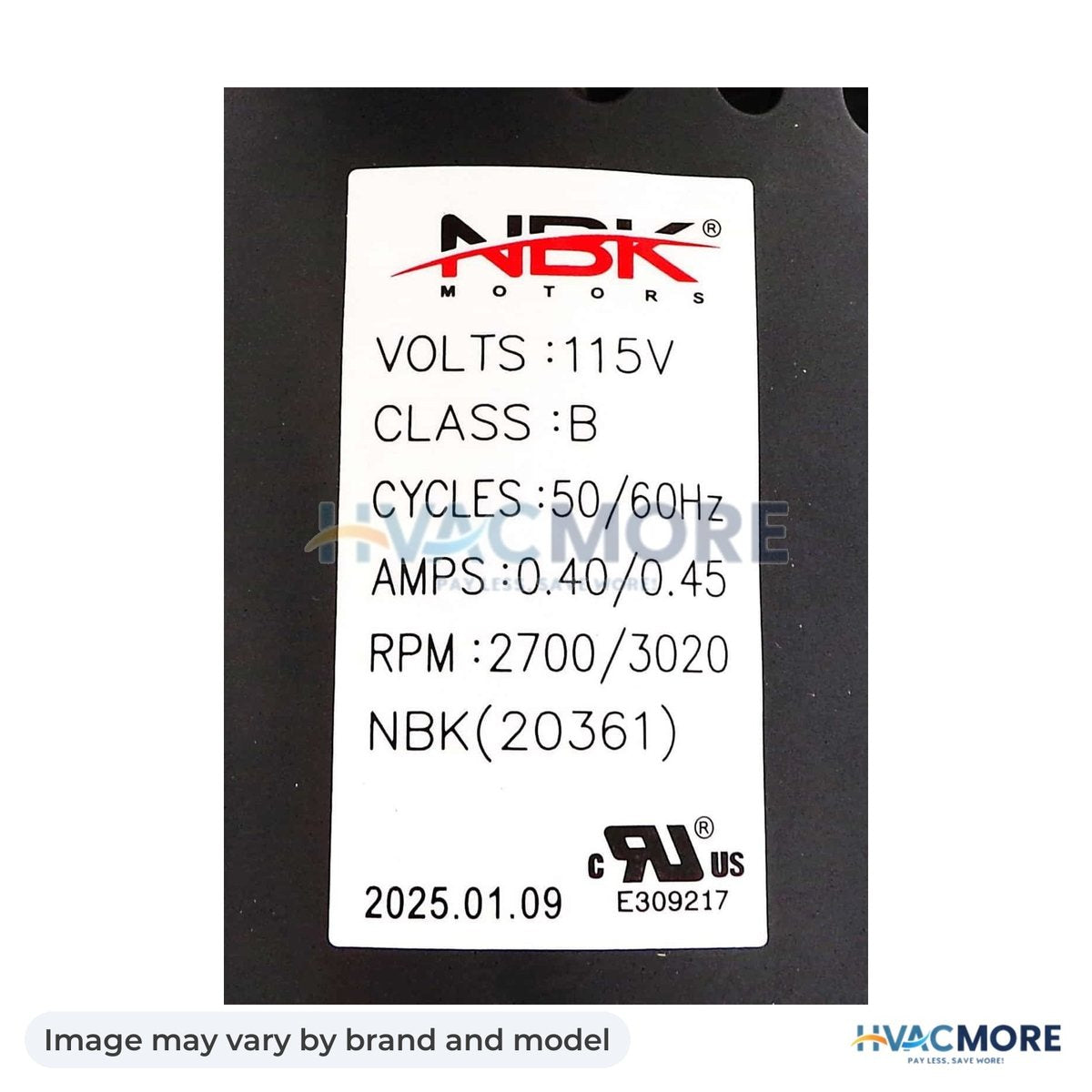 NBK Parts Blower Motor 115V HVM-1TDP3 - Image may vary by brand and model