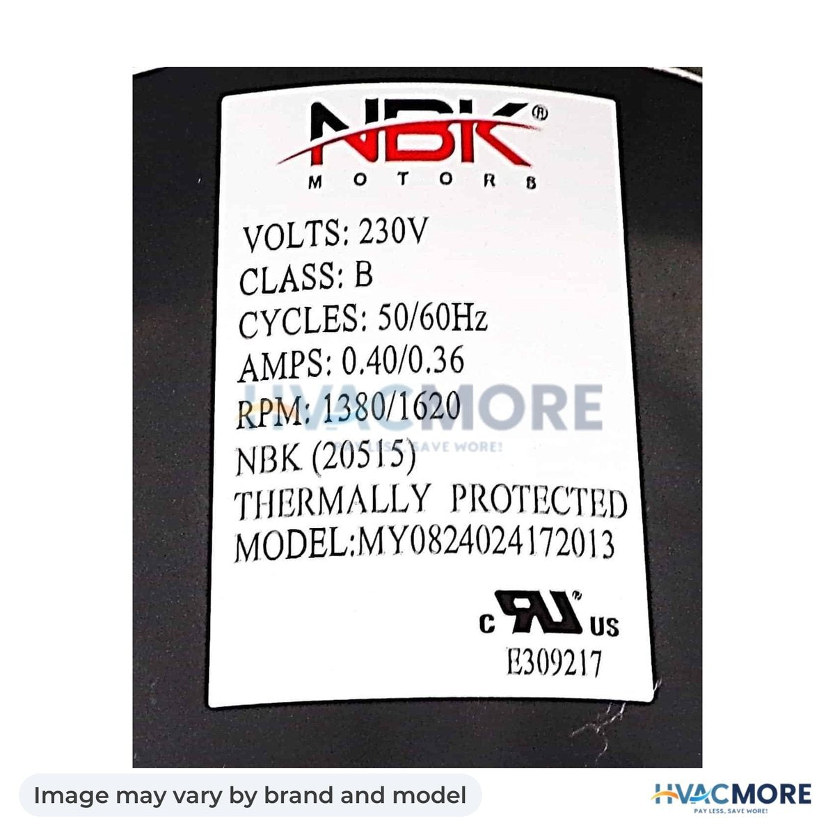 NBK Parts Blower Motor 230V HVM-1TDR4 - Image may vary by brand and model
