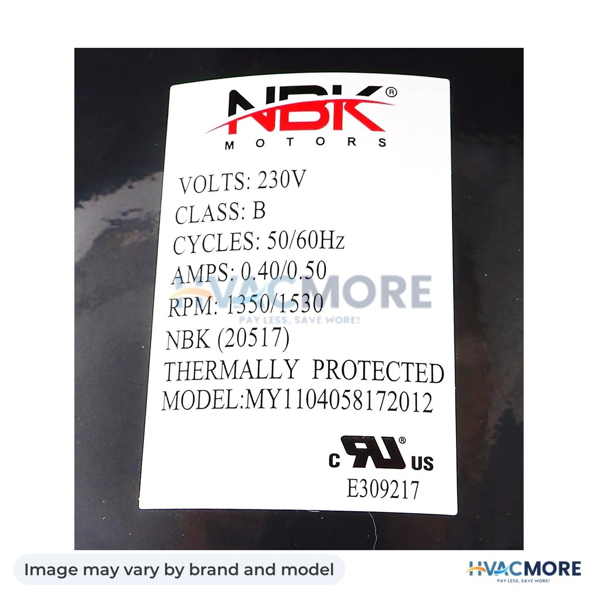NBK Parts Blower Motor 230V HVM-1TDR8 - Image may vary by brand and model