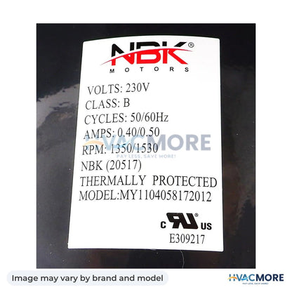 NBK Parts Blower Motor 230V HVM-1TDR8 - Image may vary by brand and model