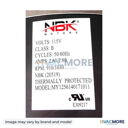 NBK Parts Blower Motor 115V HVM-1TDT4 - Image may vary by brand and model