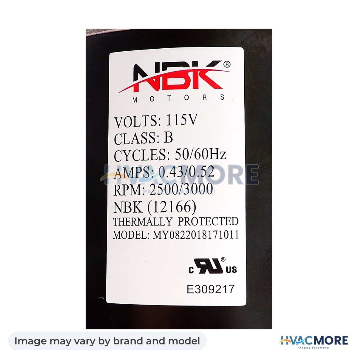 NBK Parts Blower Motor 115V, High Temperature HVM-1TDV1 - Image may vary by brand and model