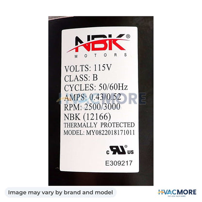 NBK Parts Blower Motor 115V, High Temperature HVM-1TDV1 - Image may vary by brand and model