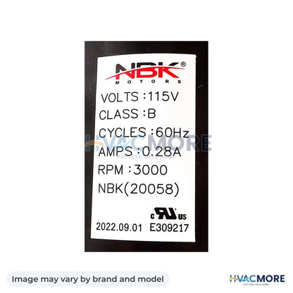 NBK Parts EXHAUST BLOWER 115V, Class B, 60 Hz, 3000 RPM HVM-250-00527 - Image may vary by brand and model