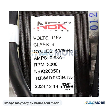 NBK Parts Exhaust Blower Motor , 115 Volts, RPM 3000, HVM-3-21-08639 - Image may vary by brand and model