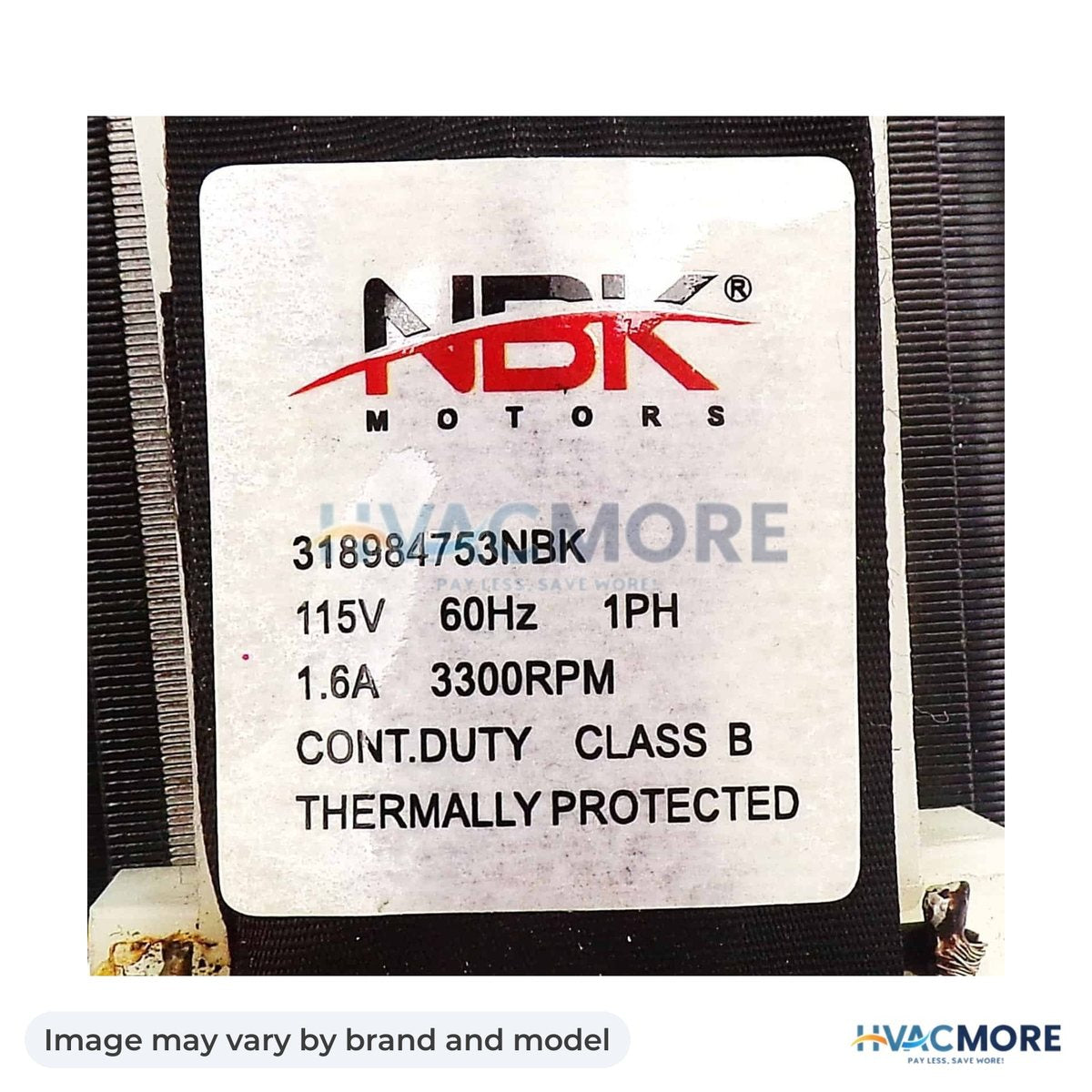 NBK Parts Draft Inducer Motor 115V HVM-318984753 - Image may vary by brand and model