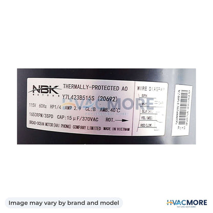 NBK Parts Fan Motor 1/4 HP, 115V HVM-3314471.011 - Image may vary by brand and model