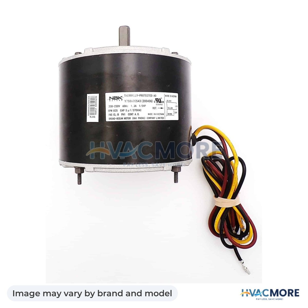 NBK Parts Condensor Motor 1/5 HP, 825 RPM, 208-230V HVM-3S003 - Image may vary by brand and model