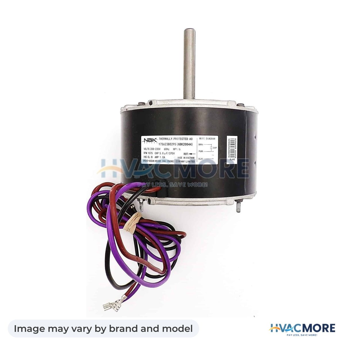 NBK Parts Condensor Motor 1/6 HP HVM-3S012 - Image may vary by brand and model
