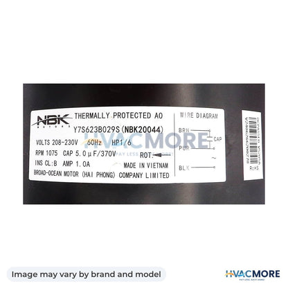 NBK Parts Condensor Motor 1/6 HP HVM-3S012 - Image may vary by brand and model