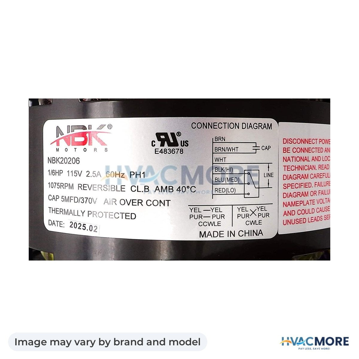 NBK Parts Direct Drive Blower Motor 1/6 HP HVM-43581 - Image may vary by brand and model