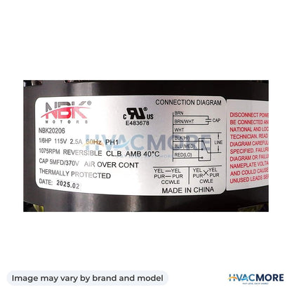 NBK Parts Direct Drive Blower Motor 1/6 HP HVM-43581 - Image may vary by brand and model