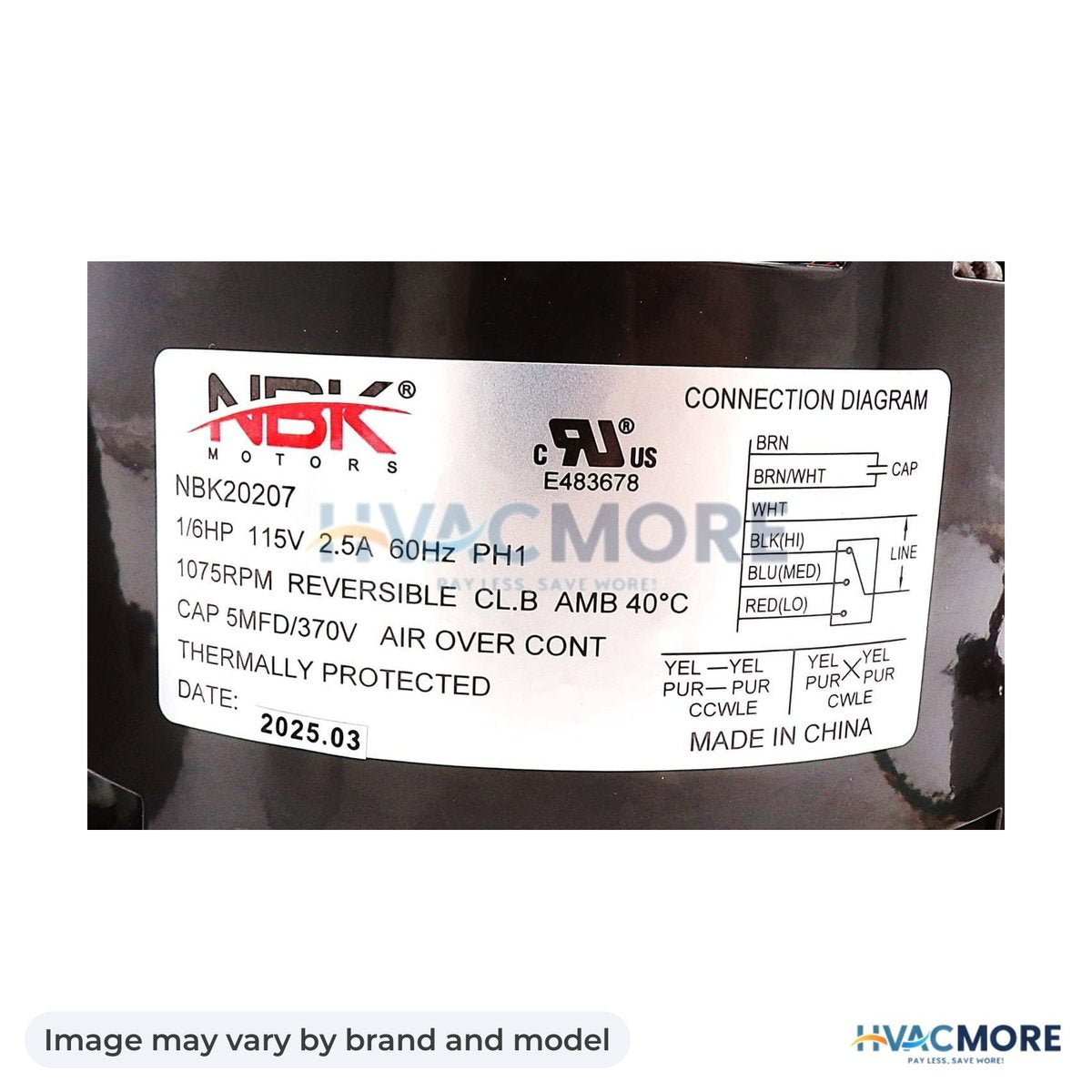 NBK Parts Direct Drive Blower Motor 1/6 HP HVM-43782 - Image may vary by brand and model