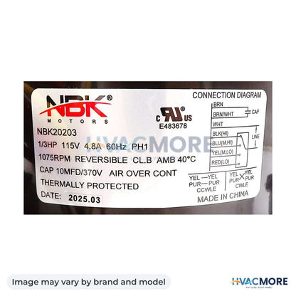 NBK Parts Direct Drive Blower Motor 1/3 HP, 115V HVM-43785 - Image may vary by brand and model