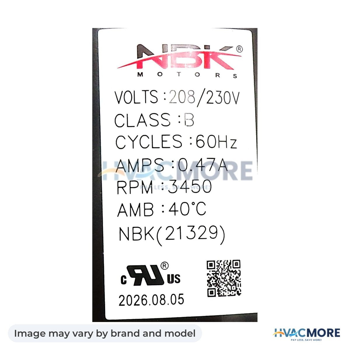 NBK Parts Inducer Motor 208-230V, 60Hz HVM-48TM000646 - Image may vary by brand and model