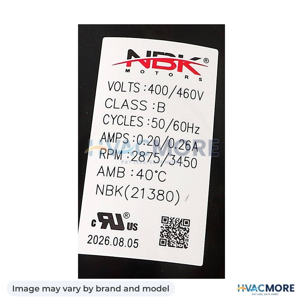 NBK Parts Inducer Motor 400/460V 50/60 Hz HVM-48TM000647 - Image may vary by brand and model
