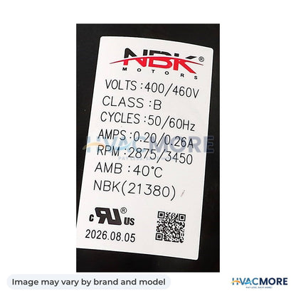 NBK Parts Inducer Motor 400/460V 50/60 Hz HVM-48TM000647 - Image may vary by brand and model
