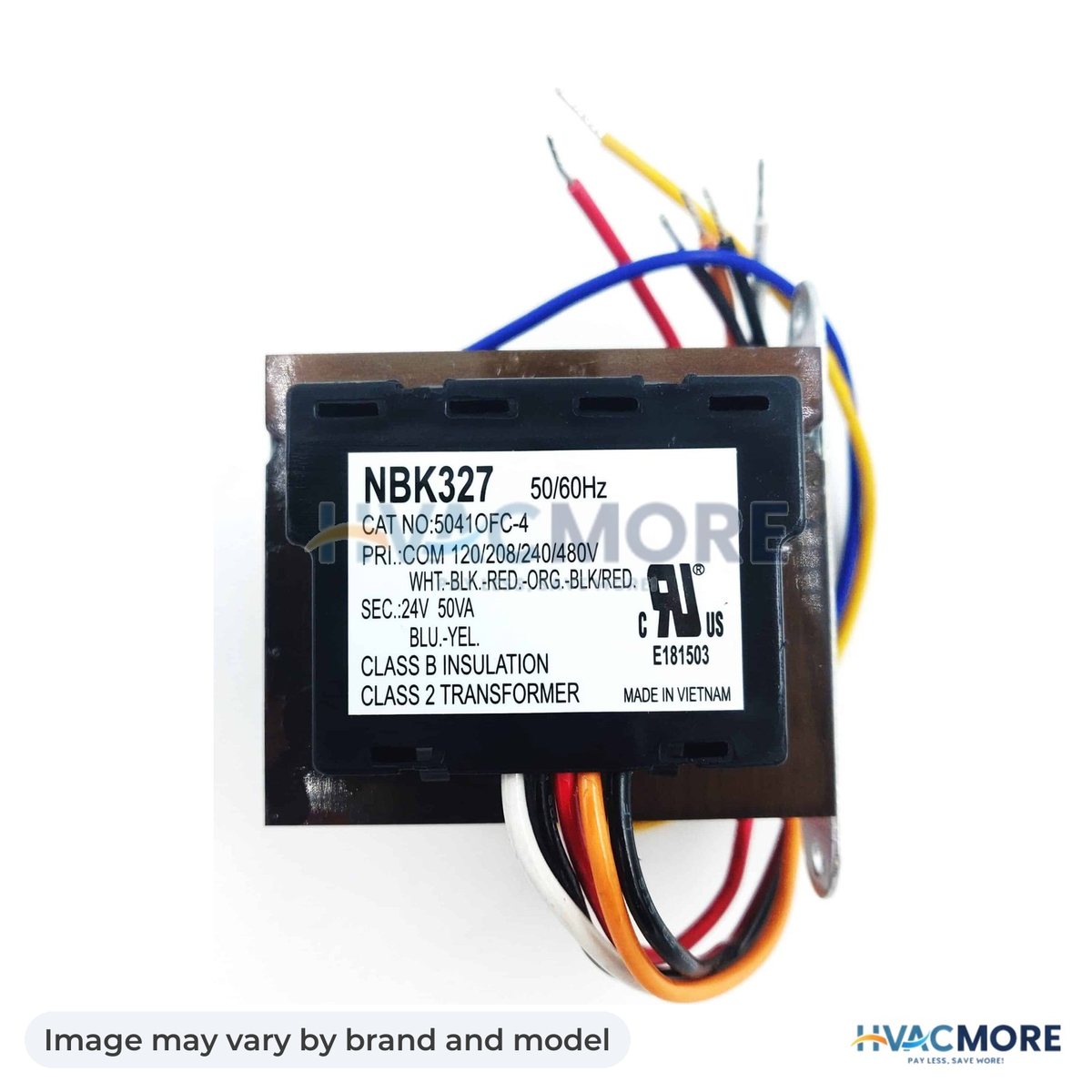 NBK Parts Transformer 50VA-120/208/240/480V-24V HVM-50327 - Image may vary by brand and model