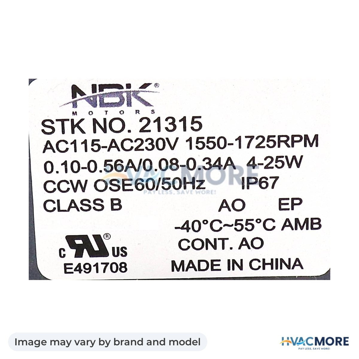 NBK Parts ECM Refrigeration Motor 115/230V, 4-25W, 1550-1725 RPM HVM-5412EC - Image may vary by brand and model