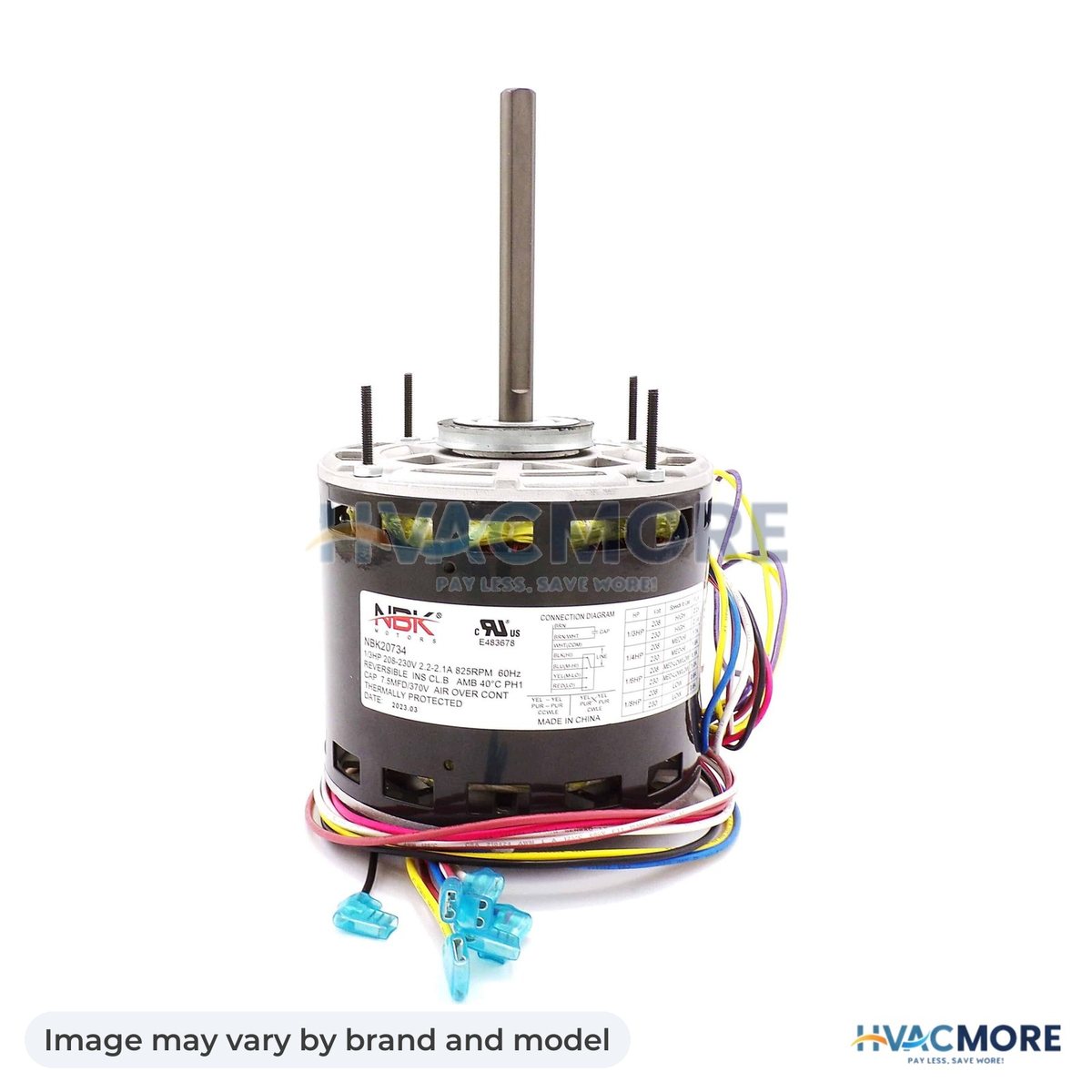 NBK Parts Blower Motor 208-230V, 825 RPM, 1/3-1/8HP HVM-5469 - Image may vary by brand and model