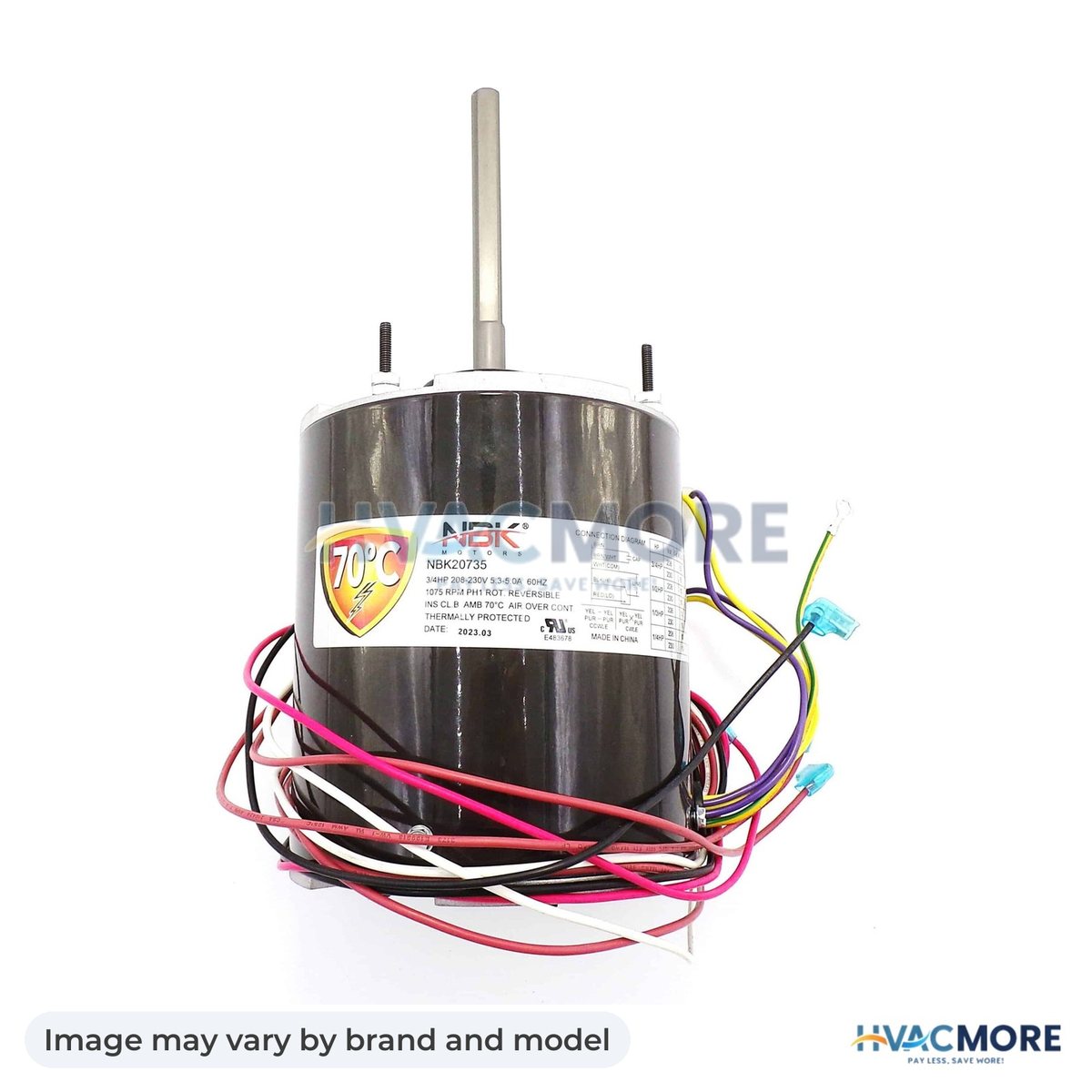 NBK Parts Condenser Motor 208-230V, 1075 RPM, 3/4-1/4 HP HVM-5482H - Image may vary by brand and model