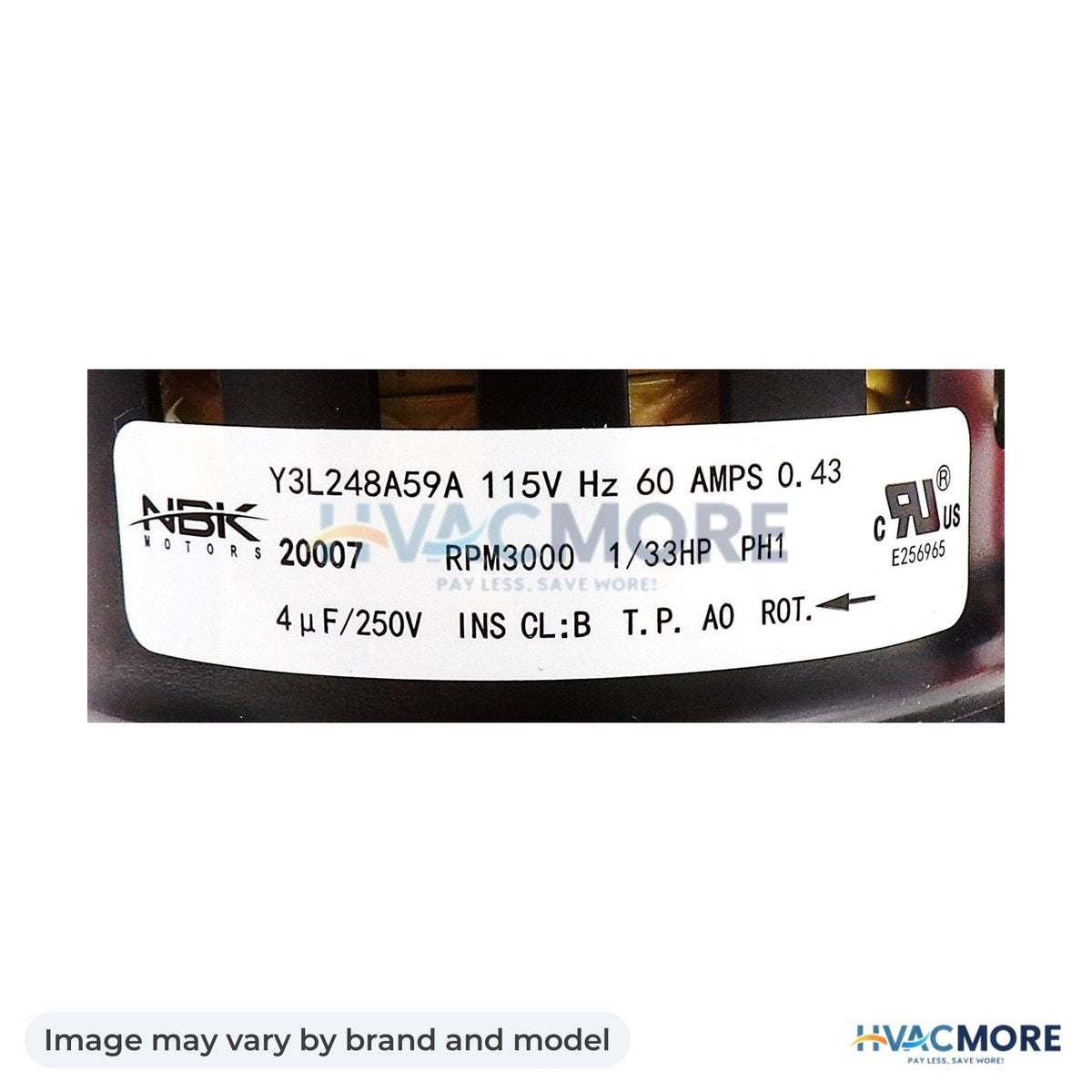 NBK Parts Draft Inducer Motor 115V HVM-66567 - Image may vary by brand and model