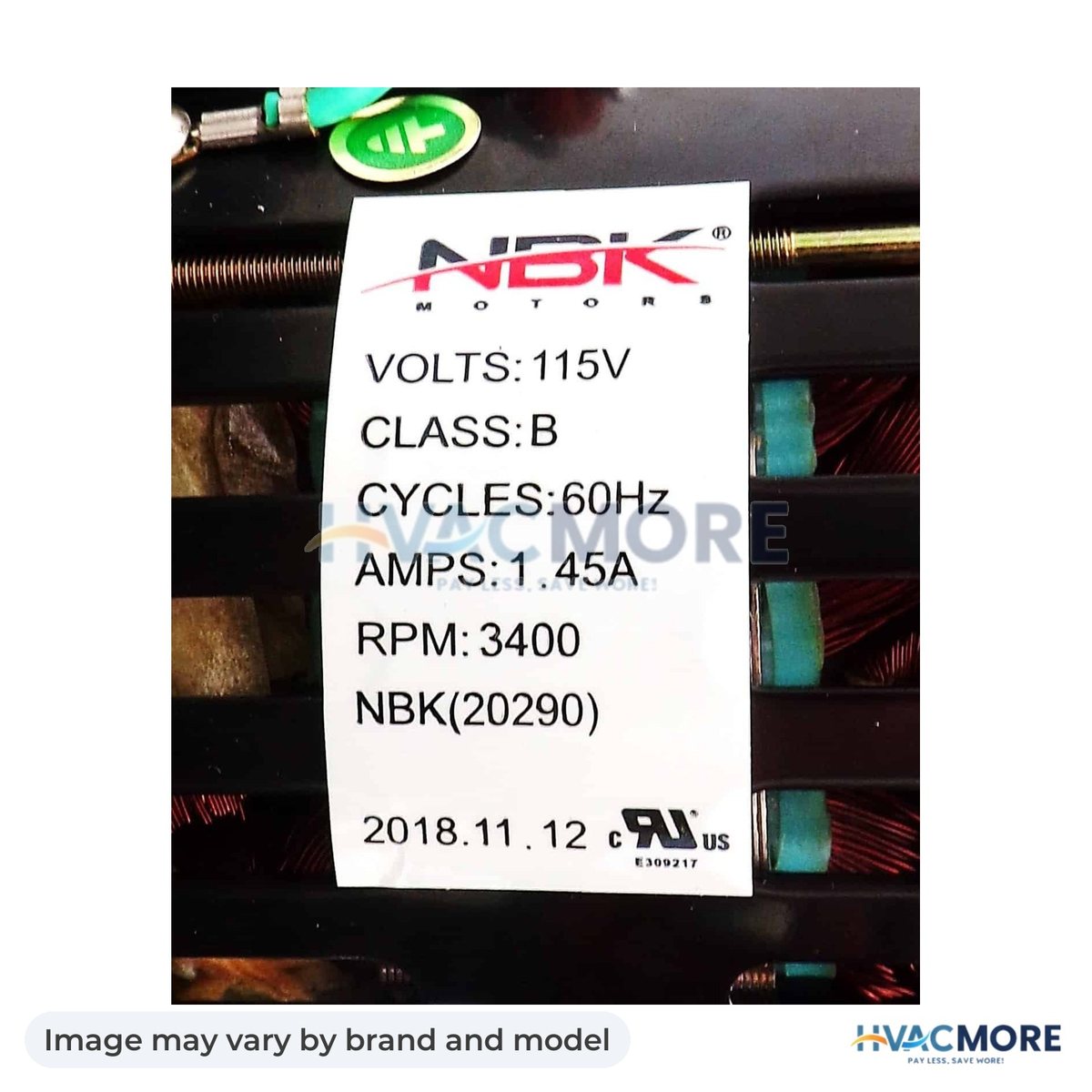 NBK Parts Blower Motor 115V HVM-66758 - Image may vary by brand and model