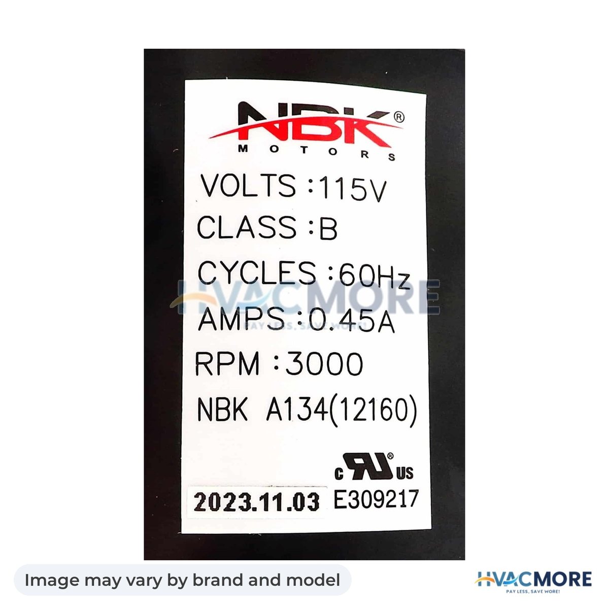 NBK Parts Blower Motor 115V HVM-66833 - Image may vary by brand and model