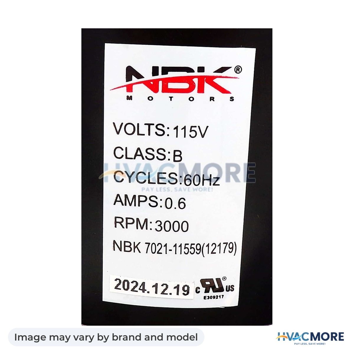 NBK Parts Blower Motor, Draft Inducer 115V HVM-7021-11559 - Image may vary by brand and model