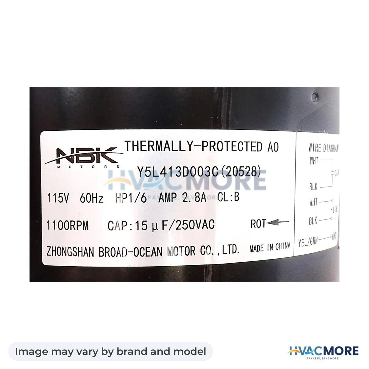 NBK Parts Fan Motor Motor 115V HVM-7190-2773 - Image may vary by brand and model