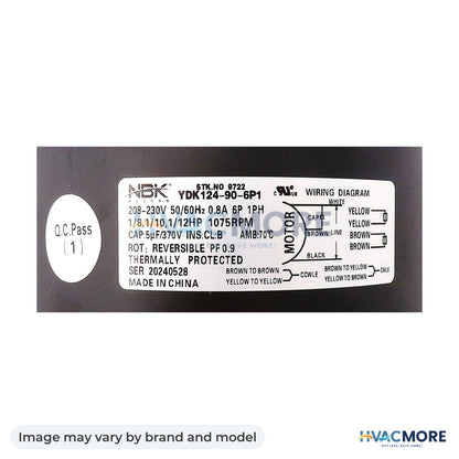 NBK Parts Multi Purpose Motor 208-230V, 1/8-1/10-1/12 HP HVM-9722 - Image may vary by brand and model
