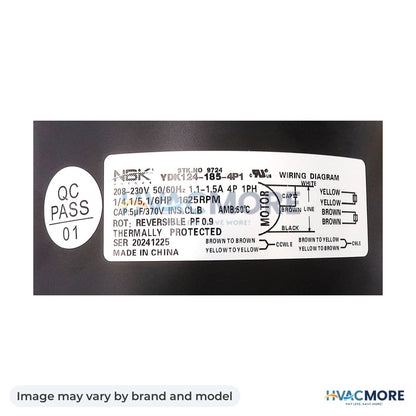 NBK Parts Multi Purpose Motor 208-230V, 1/4-1/5-1/6 HP 1625 RPM HVM-9724 - Image may vary by brand and model