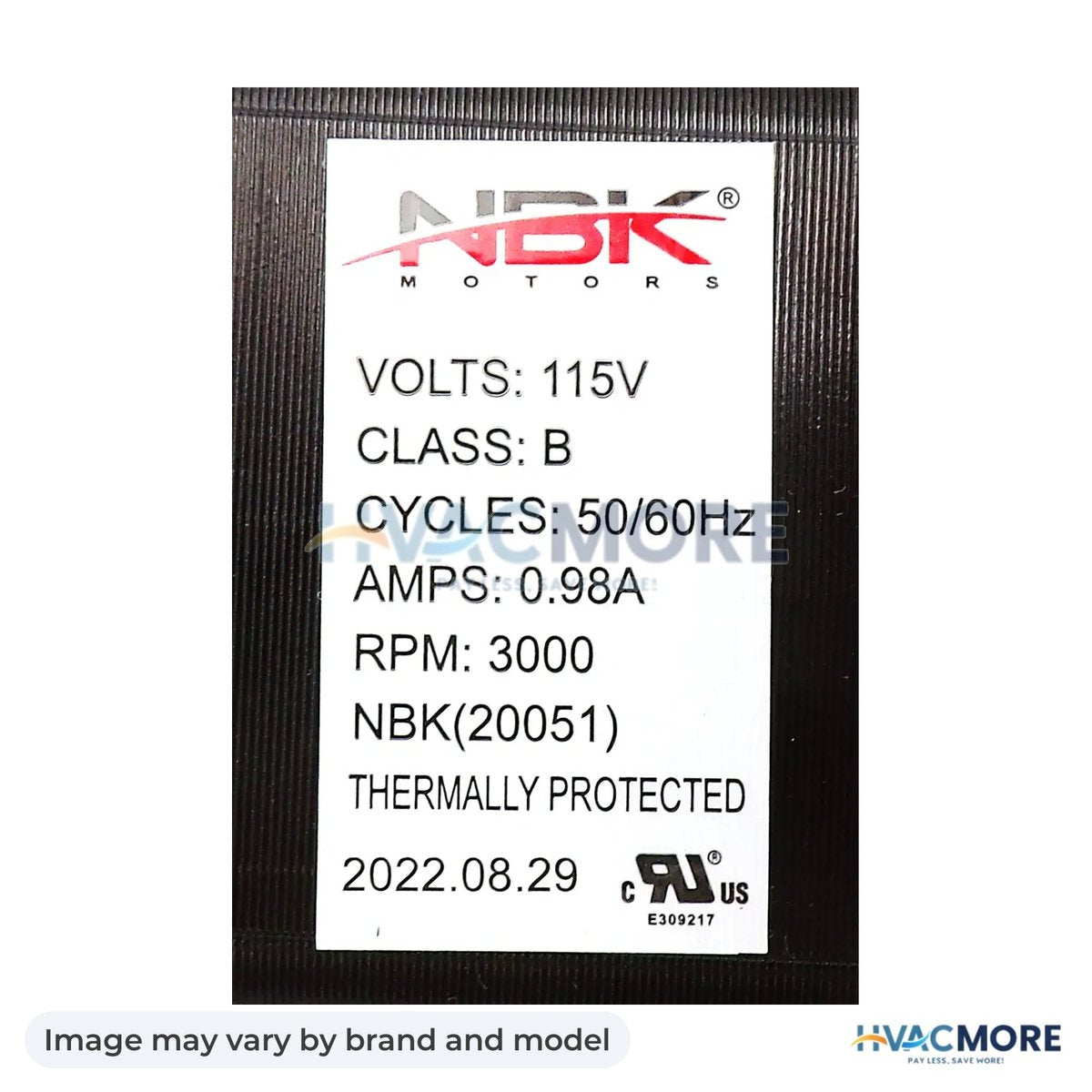 NBK Parts Exhaust Blower Motor, 115 Volt, 0.98 Amps, 3000 RPM HVM-A-E-027 - Image may vary by brand and model
