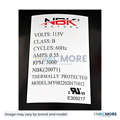 NBK Parts Blower Motor - High Speed HVM-A-E-033HIGHSPEED - Image may vary by brand and model