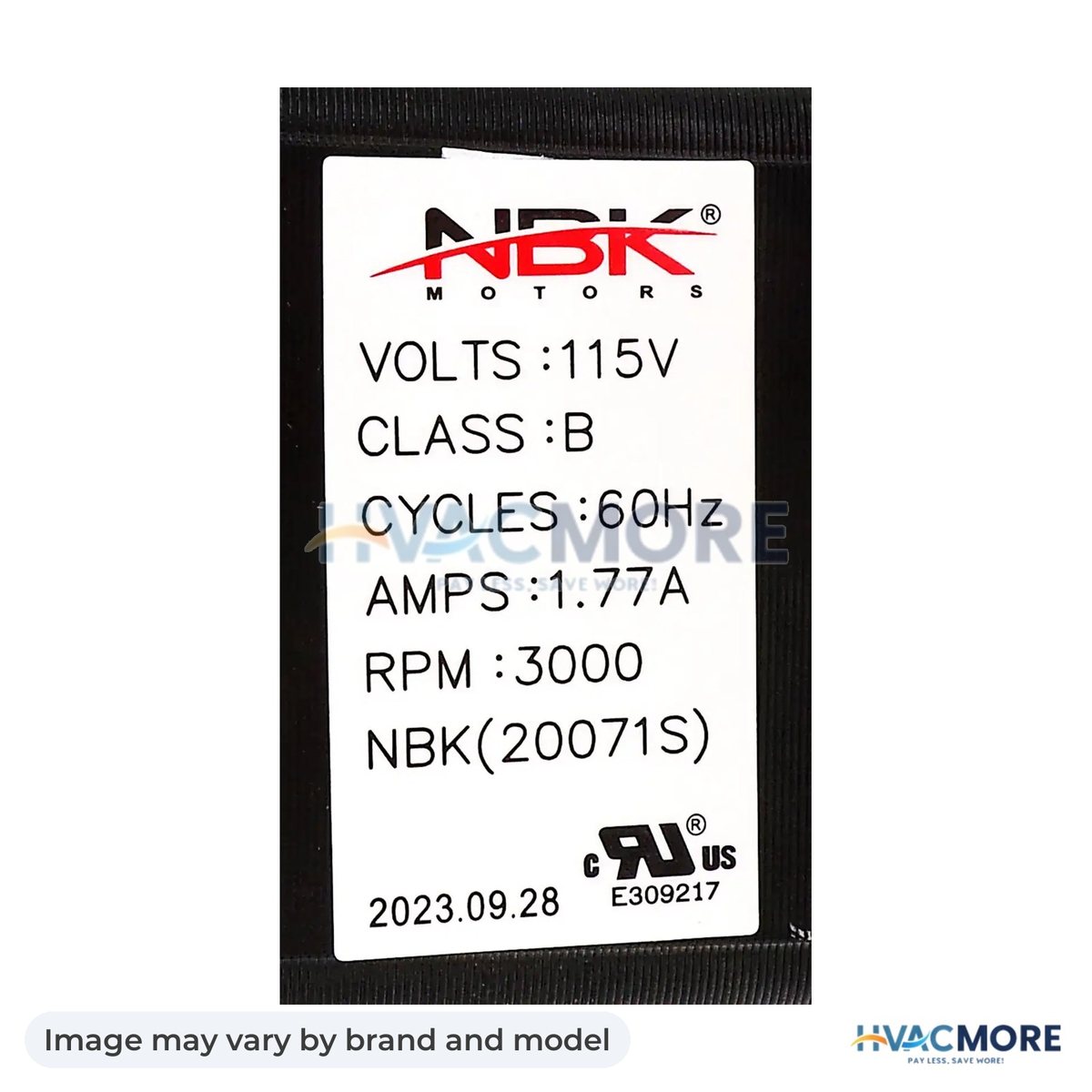NBK Parts Blower Motor 3.3 Inch 20W, Variable Speed HVM-A-E-033VARIABLESPEED - Image may vary by brand and model