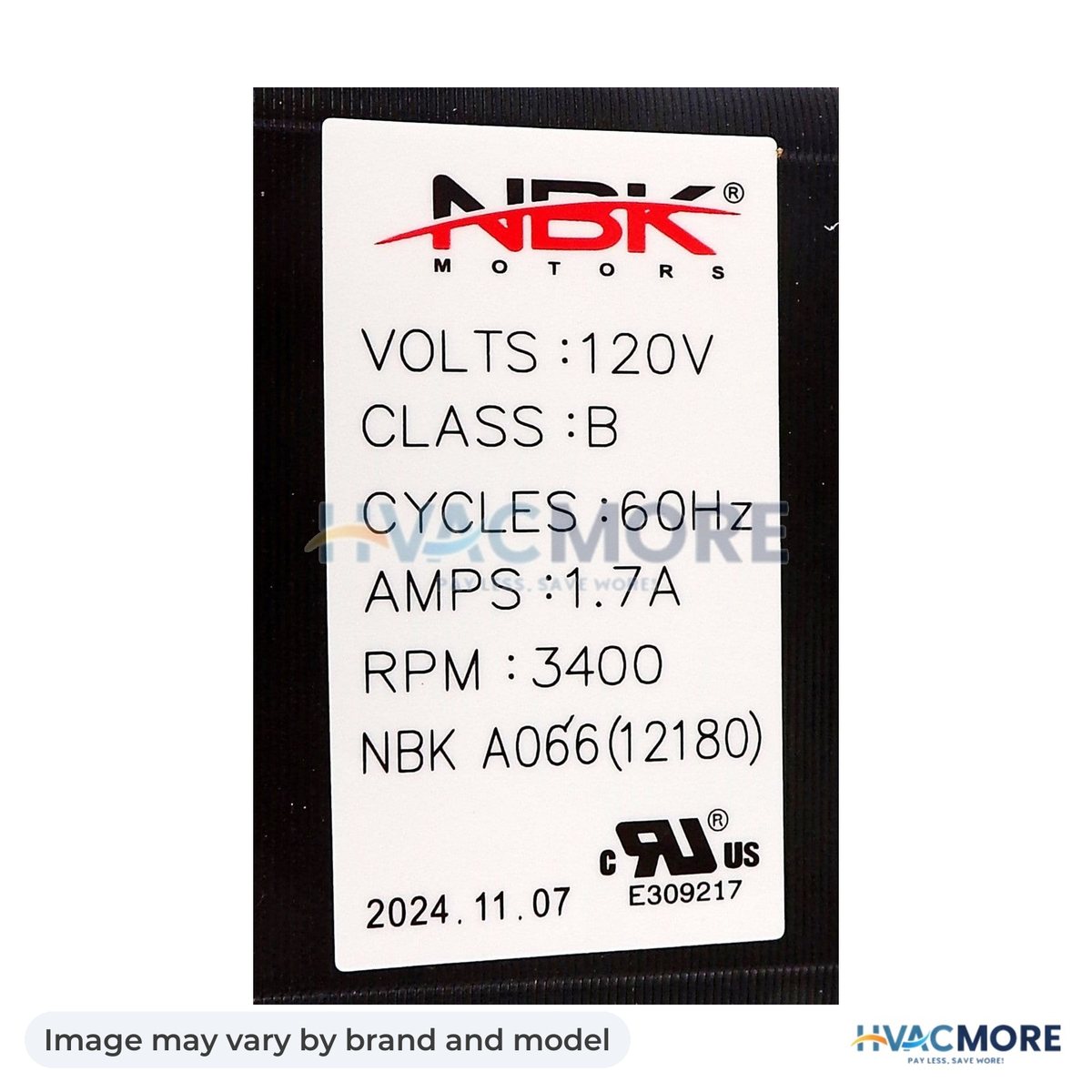 NBK Parts Blower Motor, Draft Inducer 115V HVM-A066 - Image may vary by brand and model