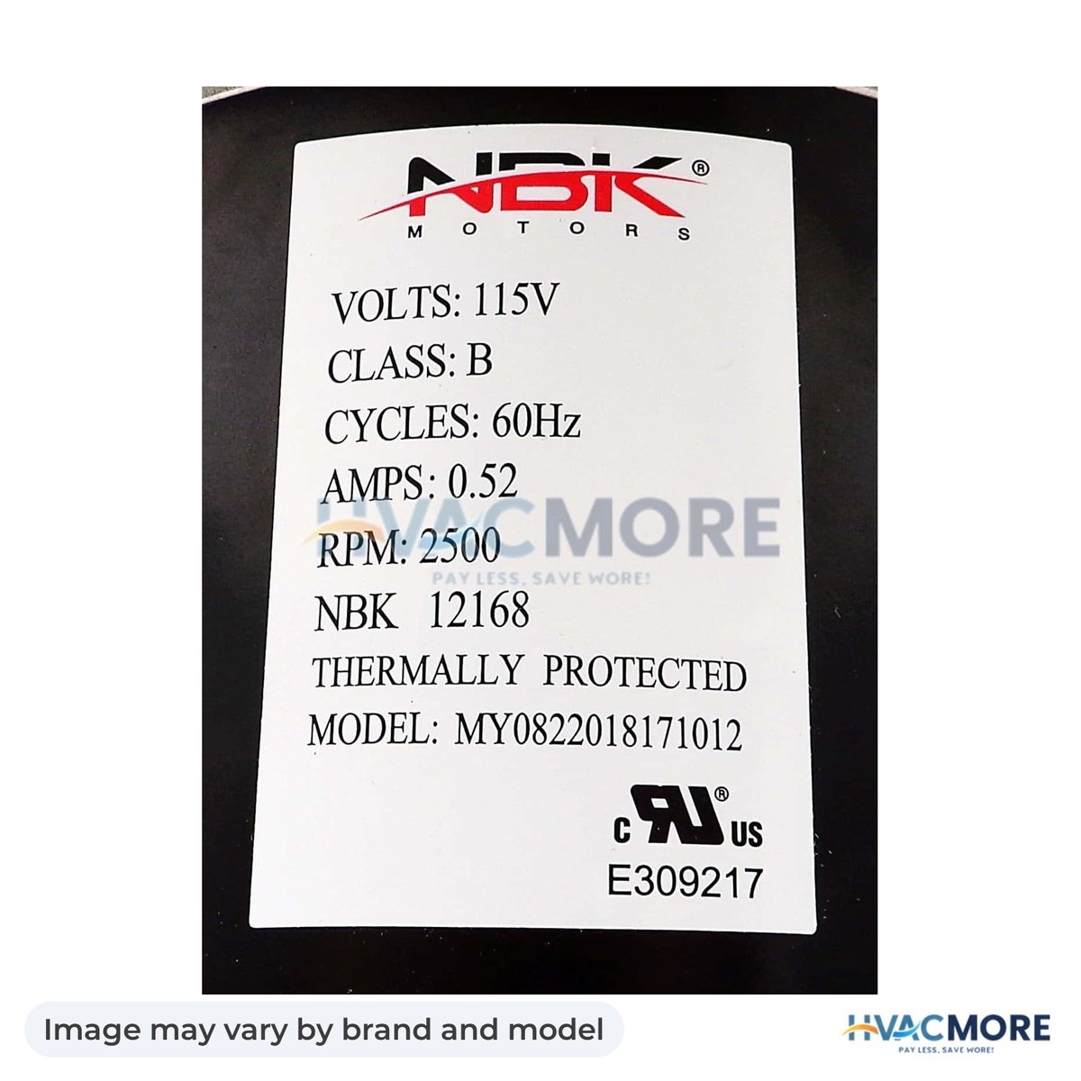 NBK Parts Blower Motor, Draft Inducer 115V HVM-A079 - Image may vary by brand and model
